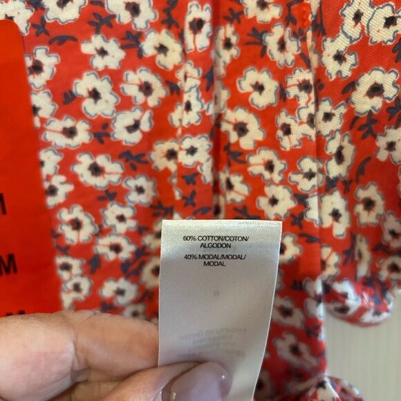 NWT Lucky Brand Floral Print Scoop Neck Stretch Knit Cotton Blend Tee M - Picture 8 of 12